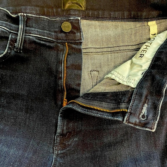 MOTHER The Hustler Ankle Fray Howling at the Disco Ball Dark Blue Denim Size 28 - Picture 9 of 14